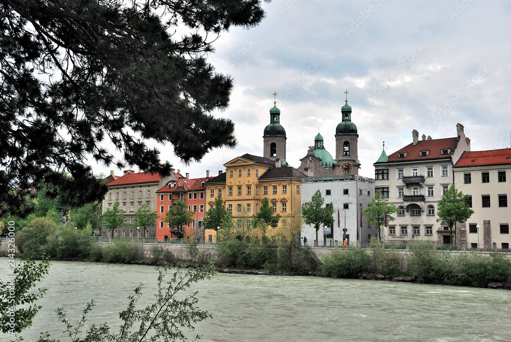 Veiw of river Salzach, Salzburg, Austria