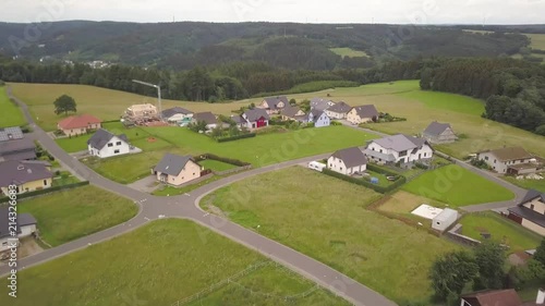 A small settlement of Schleiden Germany. View from a height. Incredible flight home