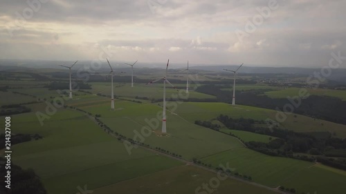 Windmills, energy from nature, ecology, resources view from above, aerial photography. Very close. Breathtaking spirit