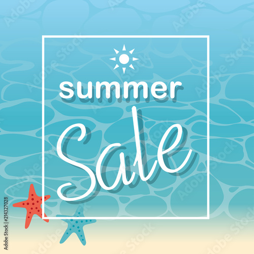 Summer sale and beach illustration