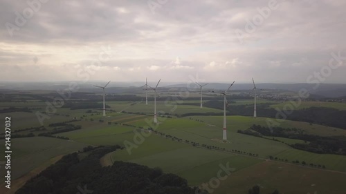 Windmills, energy from nature view from above, aerial photography. Very close. Breathtaking spirit