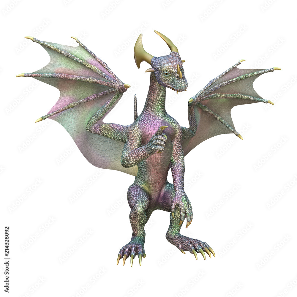 Obraz premium 3D Rendering Fantasy Dragon on White