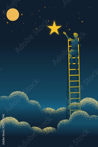 Business concept vector illustration of reach out for the stars