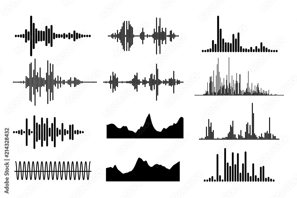 Music sound waves set. Music bar. Signal radio. Vector illustration vector  de Stock | Adobe Stock