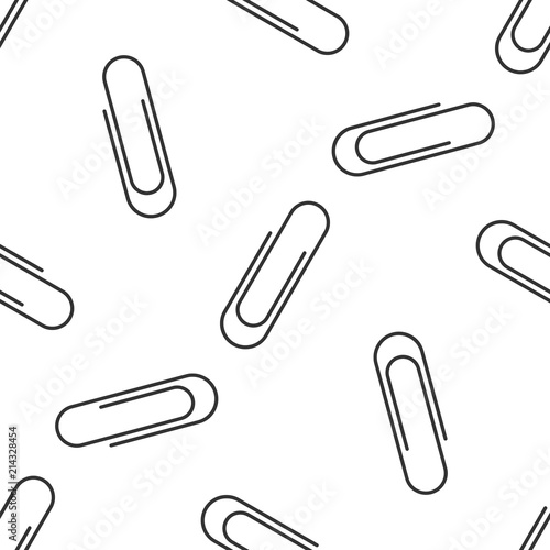 Paper clip icon seamless pattern on white background. Flat design. Vector Illustration