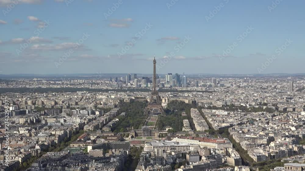 Beautiful Paris cityview, focus in on Eiffel Tower, serene summer day Beautiful Paris cityview, focus in on Eiffel Tower, serene summer day