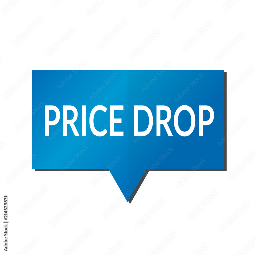 Blue price drop speech bubble on white background Blue price drop speech bubble on white background