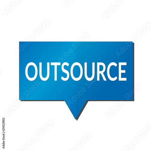 Blue outsource speech bubble on white background