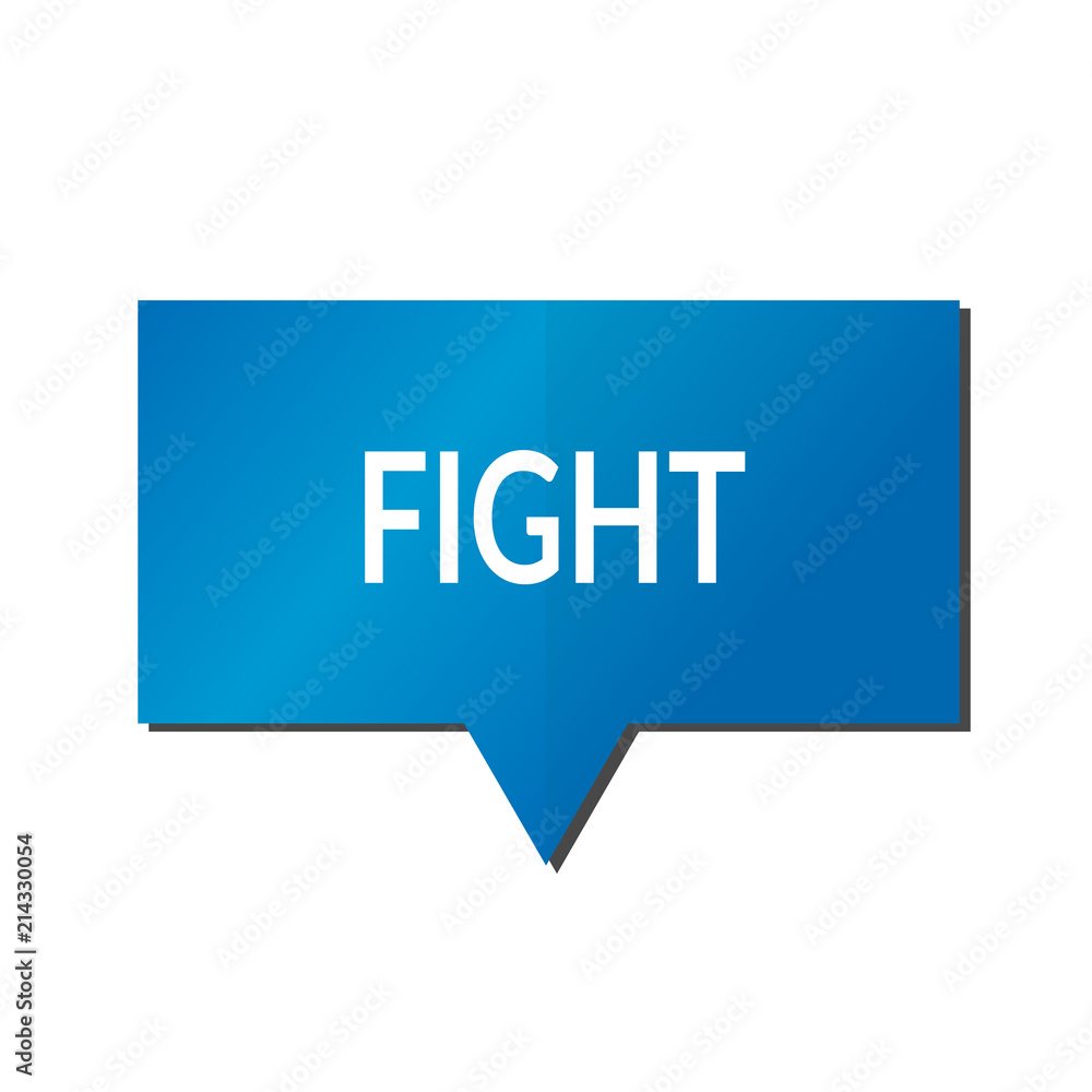 Blue fight speech bubble on white background Blue fight speech bubble on white background