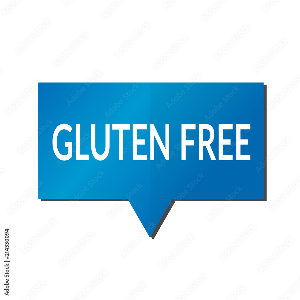 Blue Gluten free speech bubble on white background Blue Gluten free speech bubble on white background