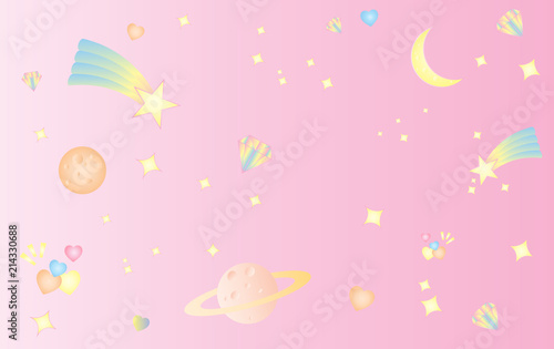 pattern star space sweet cute pastel pink background