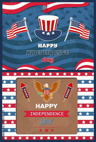 Foto Happy Independence Day Set Vector Illustration