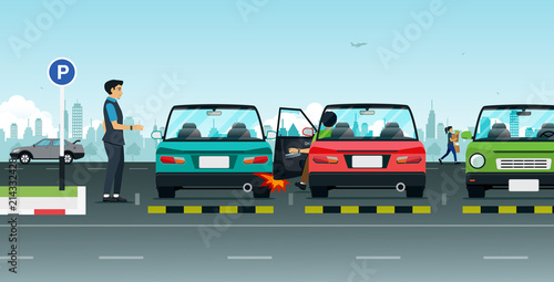 An accident from the driver opens the car door.