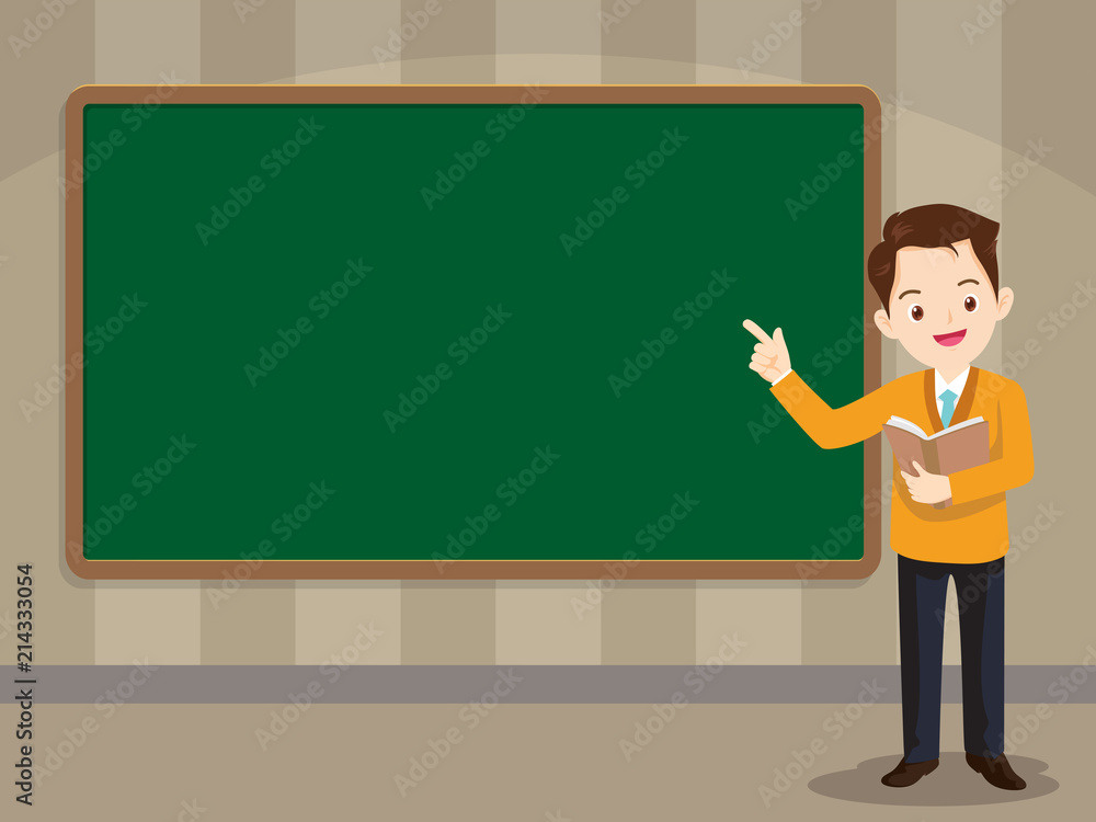 Smart Teacher standing in front of chalkboard Smart Teacher standing in front of chalkboard
