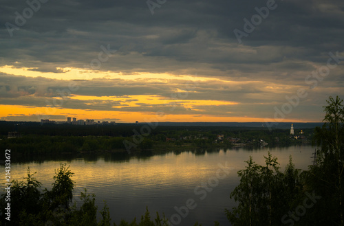 sunset over lake