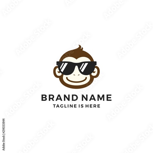 monkey chimp geek smart charm mascot character logo template vector icon