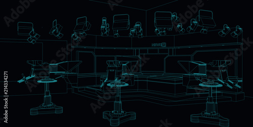 wireframe illustration of a television set to broadcast news