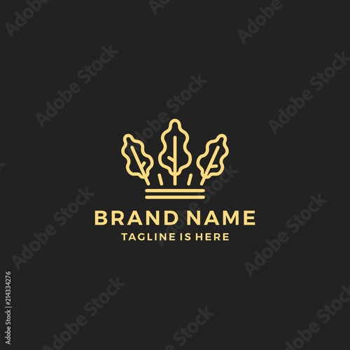 oak leaf king crown logo template vector icon illustration