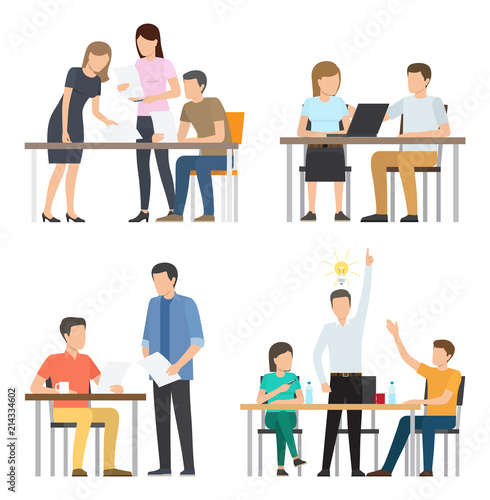 People Work on Fresh Startup around Table Set
