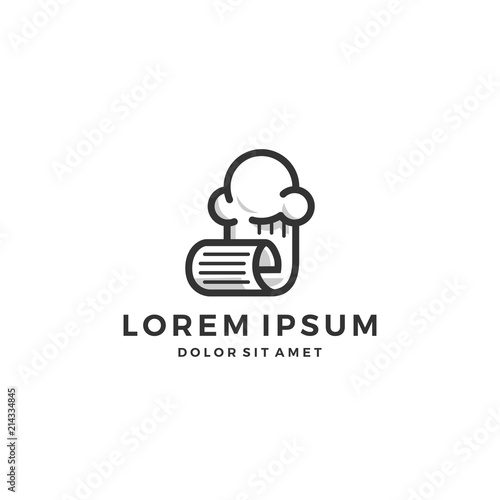 chef hat recipe paper logo template vector icon