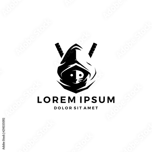 masked ninja with katana samurai spy anbu logo template vector mascot icon