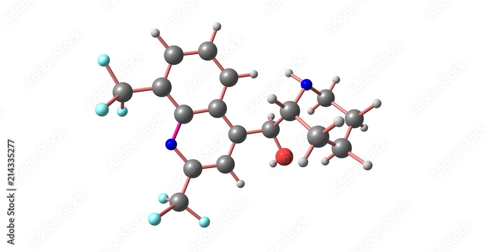 Mefloquine molecular structure isolated on white Mefloquine molecular structure isolated on white