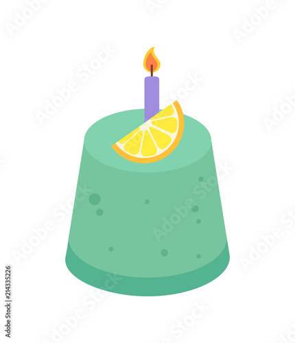 Birthday Cake with Candle Vector Illustration