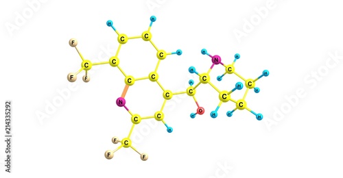 Mefloquine molecular structure isolated on white photo