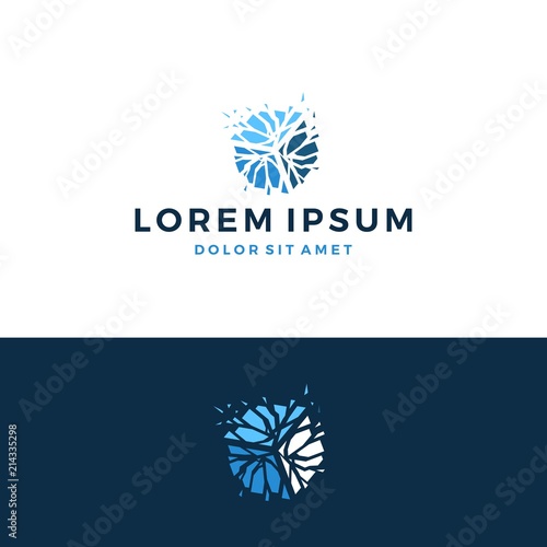broken shattered box cube logo template vector illustration icon