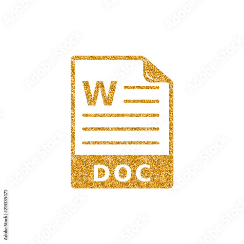 Text file format icon in gold glitter texture. Sparkle luxury style vector illustration.