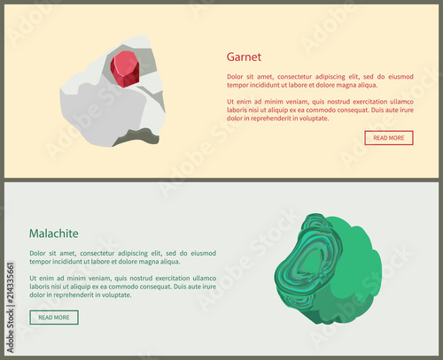 Garnet and Malachite Copper Carbonate Minerals