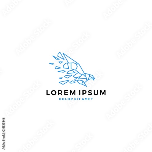 geometric eagle falcon shattered glass bird logo template vector icon