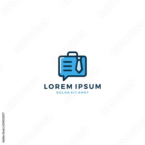 job talk social briefcase tie chat balloon logo template vector icon