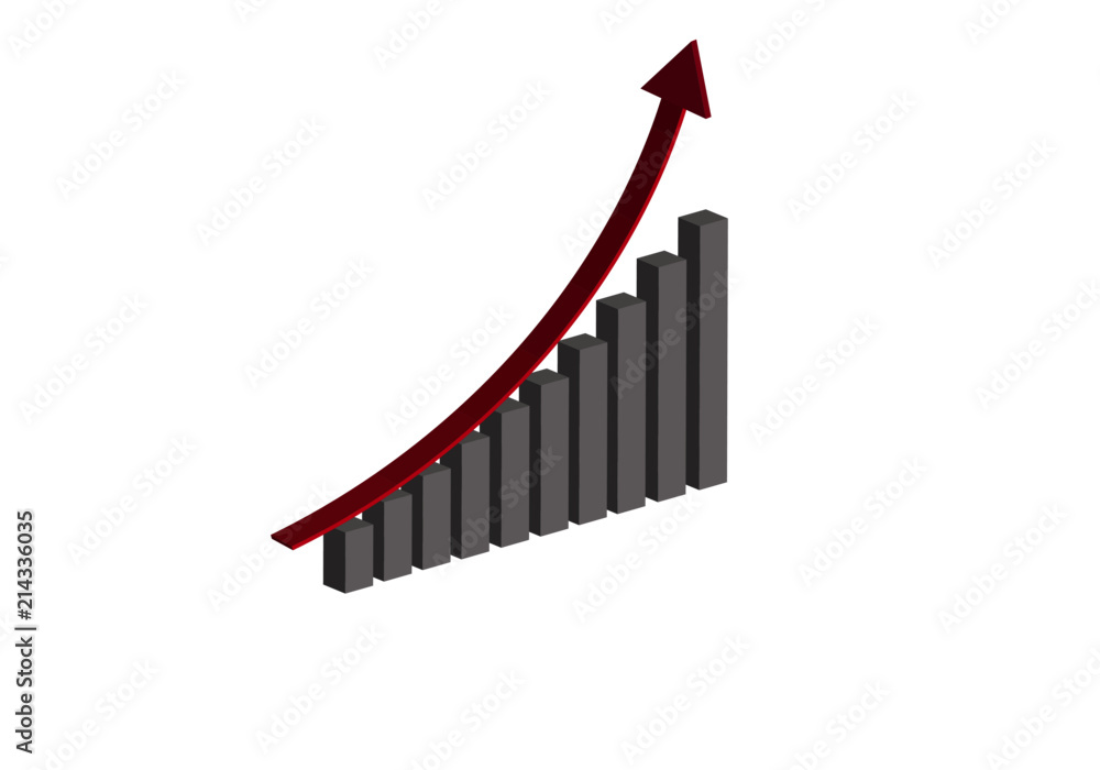 3D Stock chart with an arrow going up 3D Stock chart with an arrow going up