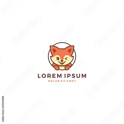 cute fox animal logo template vector icon female