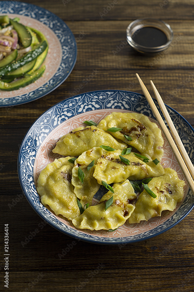 Chinese dumplings with soy sauce Chinese dumplings with soy sauce