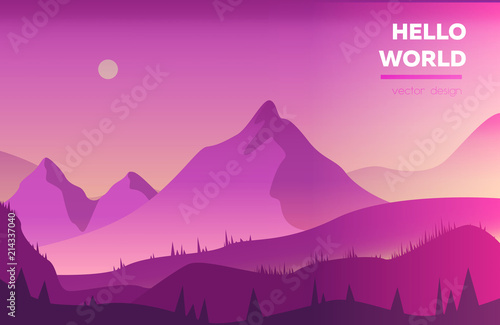 Modern polygonal landscape with mountains. vector illustration. Modern design template for web-banner
