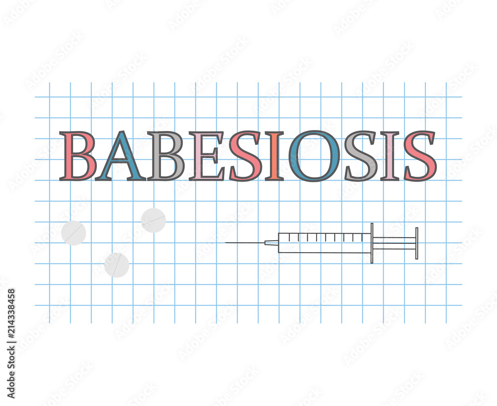 Babesiosis word on checkered paper sheet- vector illustration