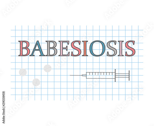 Babesiosis word on checkered paper sheet- vector illustration