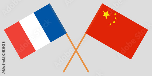 France and Republic of China flags. Official colors. Vector