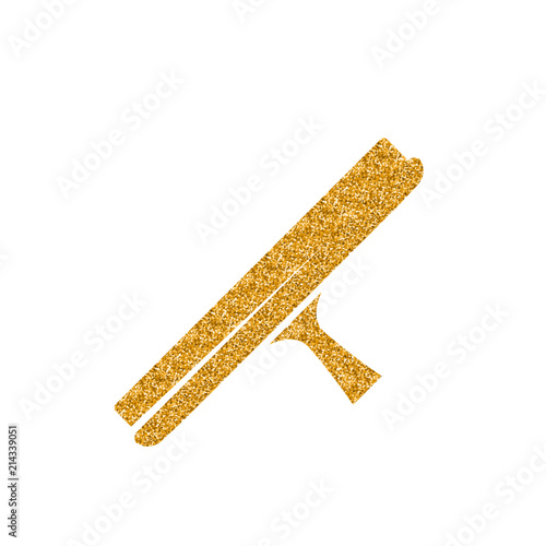 Glass scraper icon in gold glitter texture. Sparkle luxury style vector illustration.