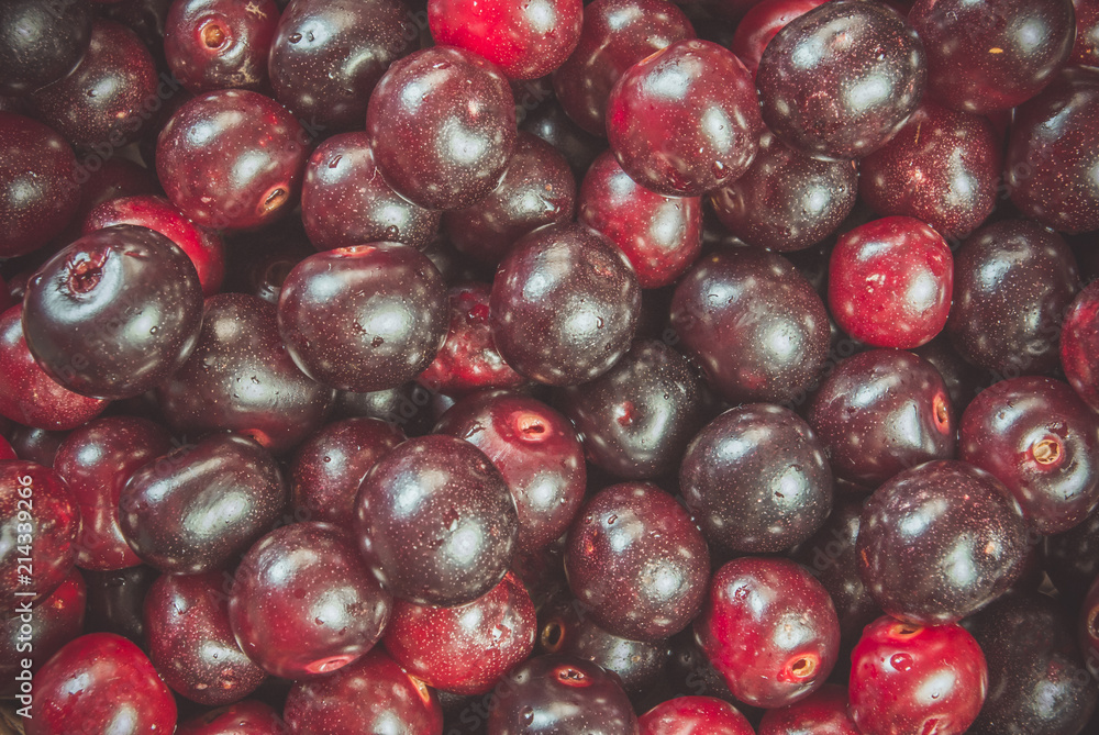 Cherries with droplets background Cherries with droplets background