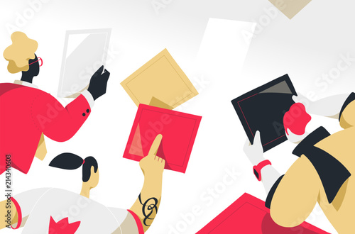 Persons interact with digital devices