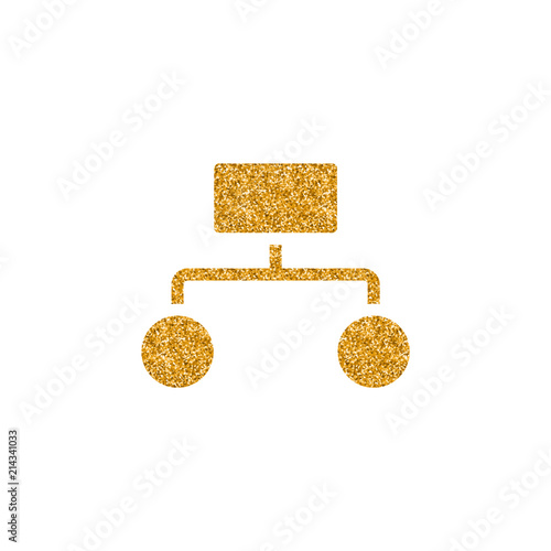 Hierarchy icon in gold glitter texture. Sparkle luxury style vector illustration.