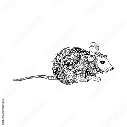 Mouse doodle hand drawn, illustration, black and white