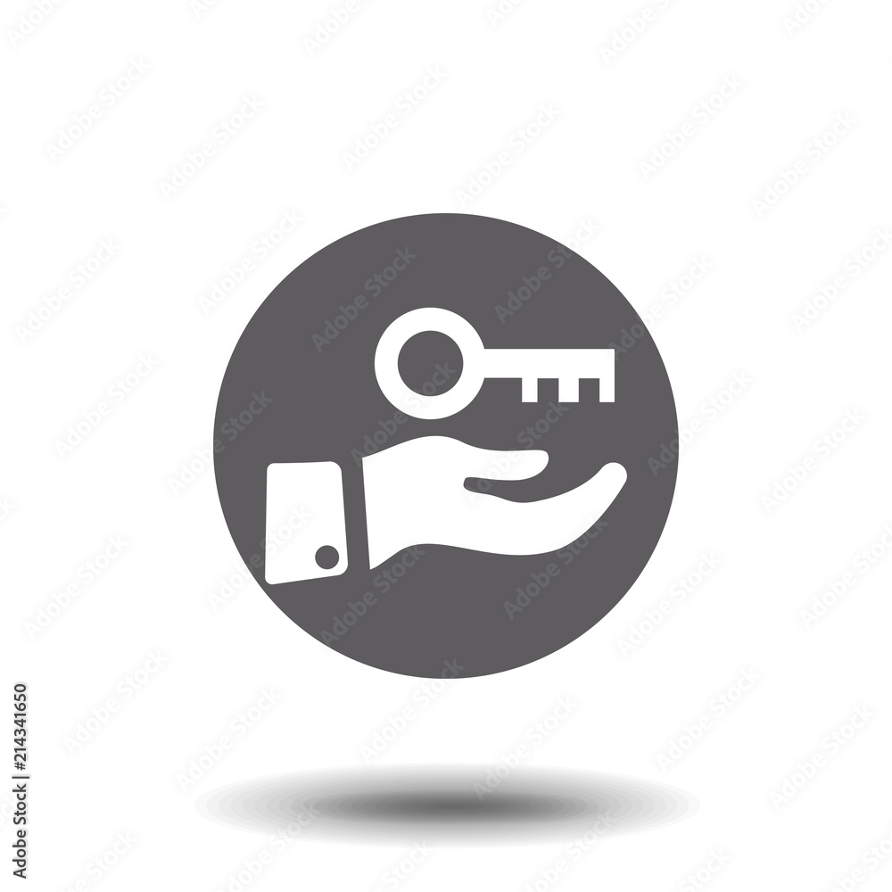 Hand with key icon, vector isolated illustration. Hand with key icon, vector isolated illustration.