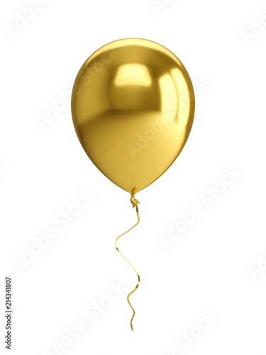 3D Rendering golden Balloon Isolated on white Background