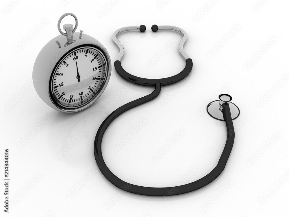 3d rendering stethoscope with stopwatch 3d rendering stethoscope with stopwatch