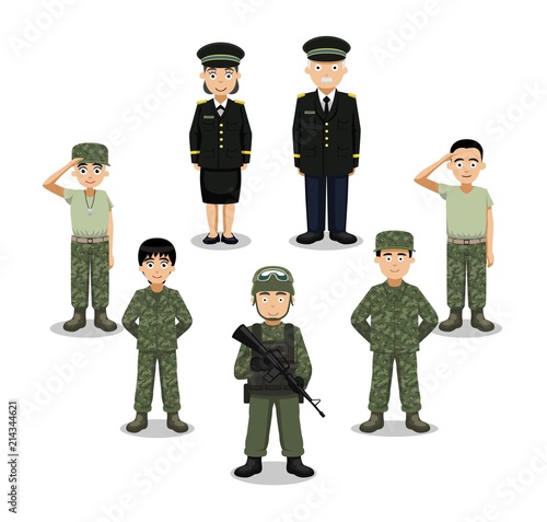 Military Characters Cartoon Vector Illustration