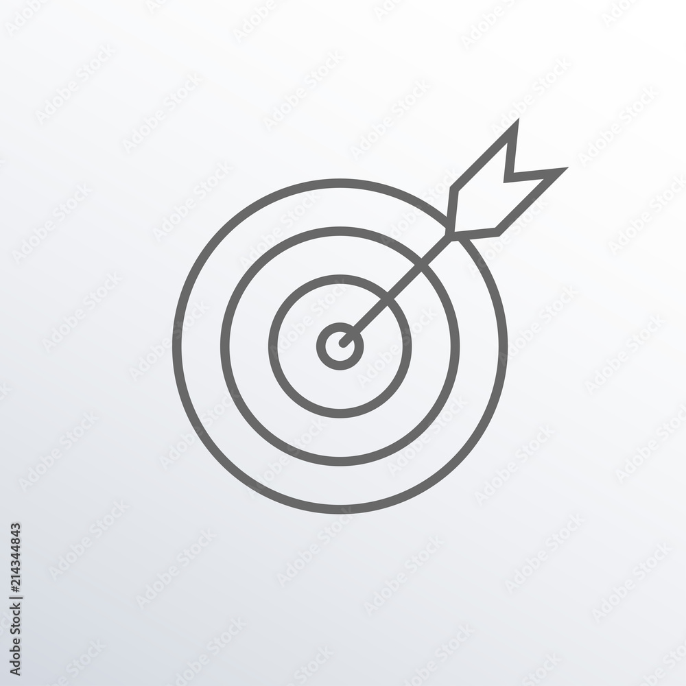 Target icon. Aim with arrow. Goal symbol. Vector illustration. Target icon. Aim with arrow. Goal symbol. Vector illustration.